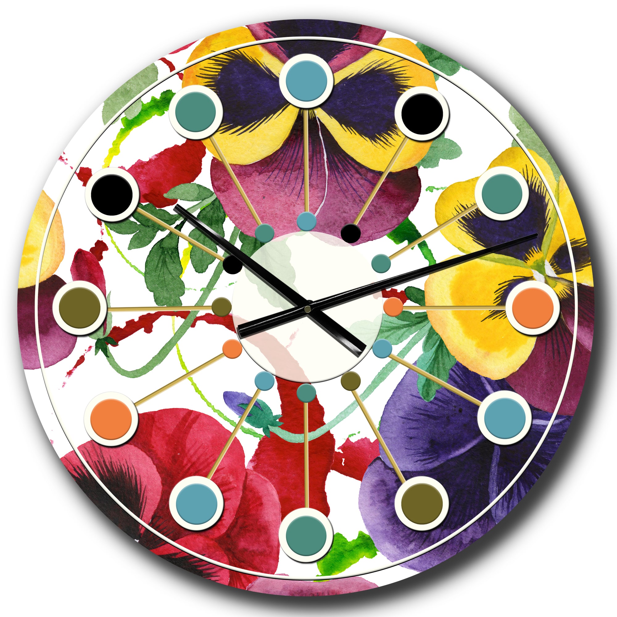 Designart Floral Botanical Retro VIII Mid-Century Modern Wall Clock